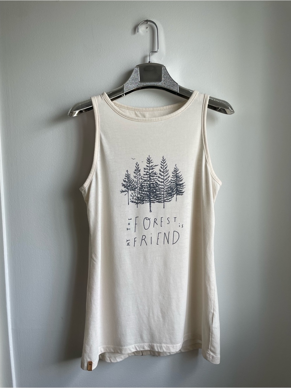 Cream Graphic Tank Top "The Forest is My Friend"-Size XS-Eco-Friendly